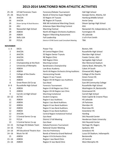 2013-2014 SANCTIONED NON-ATHLETIC ACTIVITIES - Arkansas ...