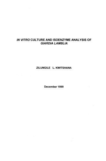 in vitro culture and isoenzyme analysis of giardia lamblia