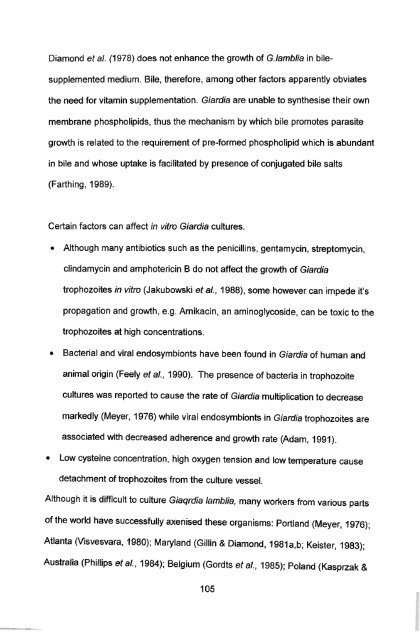 in vitro culture and isoenzyme analysis of giardia lamblia