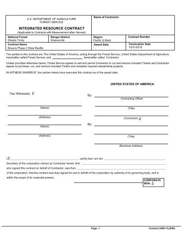 integrated resource contract - USDA Forest Service - US Department ...