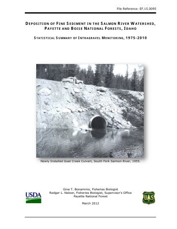 1) deposition of fine sediment in the salmon river watershed