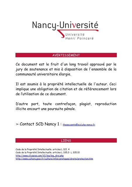 Ce document est le fruit d'un long travail approuvé par le jury de ...