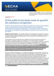 ECHA publie la fourchette totale de quantité des ... - ECHA - Europa