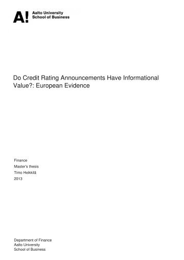Do Credit Rating Announcements Have Informational Value ...