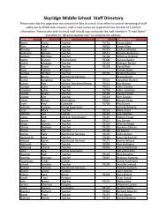 Skyridge Middle School Staff Directory - Camas School District