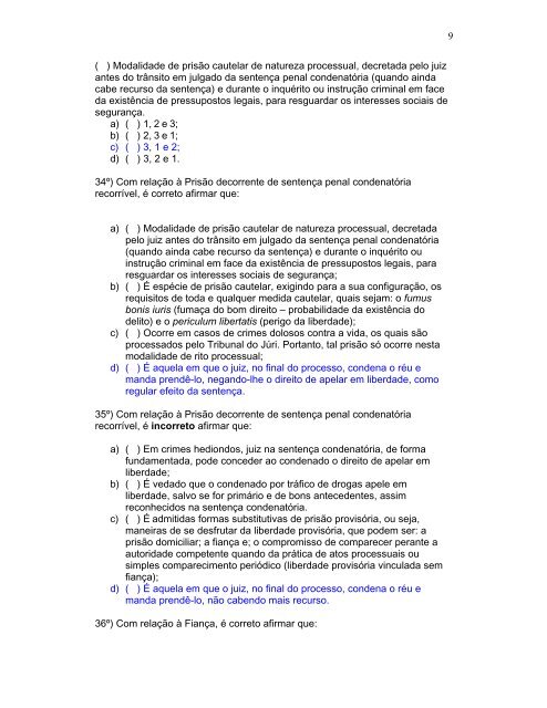 Questões de Processo Penal