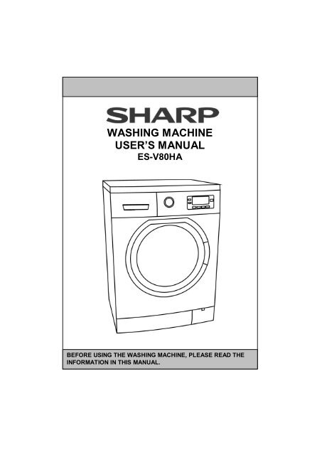 washing machine user's manual es-v80ha - Sharp Australia Support