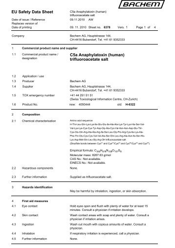 EU Safety Data Sheet C5a Anaphylatoxin (human) trifluoroacetate salt