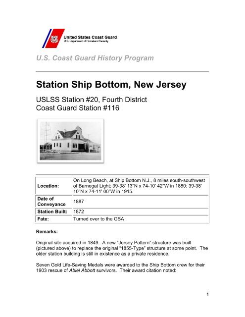 Station Ship Bottom, New Jersey - U.S. Coast Guard