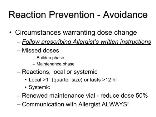 Immunotherapy Safety for the Primary Care ... - U.S. Coast Guard