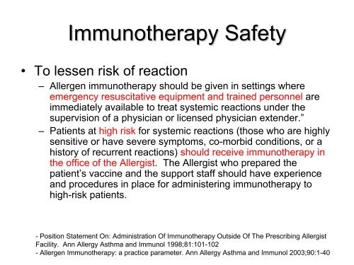 Immunotherapy Safety for the Primary Care ... - U.S. Coast Guard