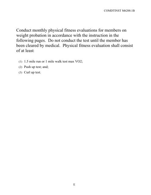 Coast Guard Fitness Test Chart