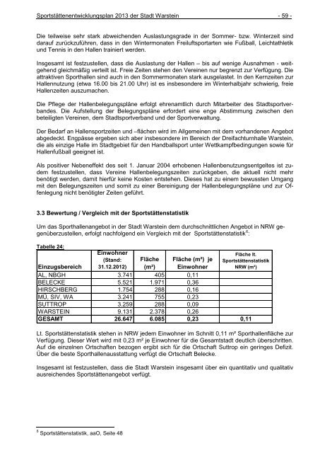 Sportstättenentwicklungsplan - Warstein