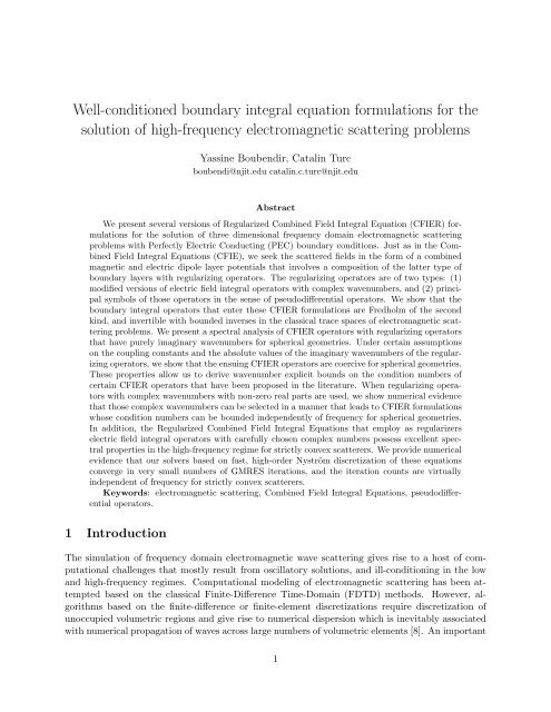 Well-conditioned boundary integral formulations for the ... - Njit