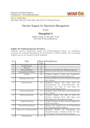 Decision Support for Operations Management - WINFOR ...