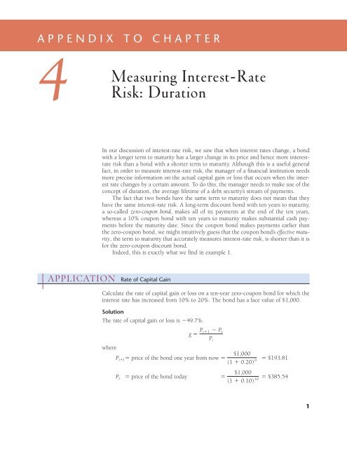 Appendix to Chapter 4: Measuring Interest-Rate Risk: Duration