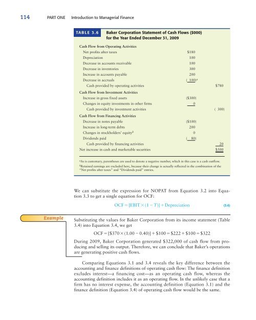 Preparing the Statement of Cash Flows