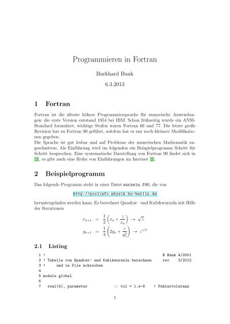 Programmieren in Fortran