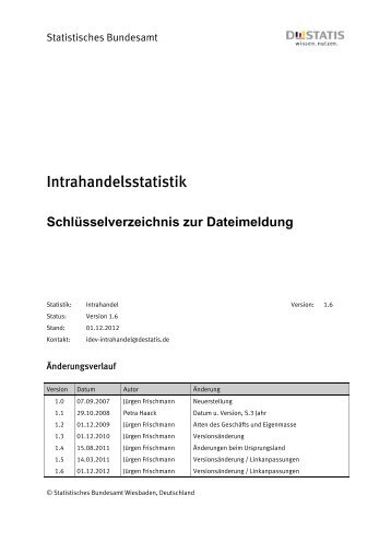 Schlüsselverzeichnis zur Dateimeldung - IDEV - Statistisches ...