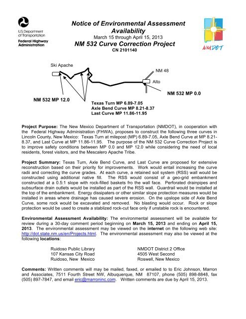 NM 532 Curve Correction Project - New Mexico Department of ...