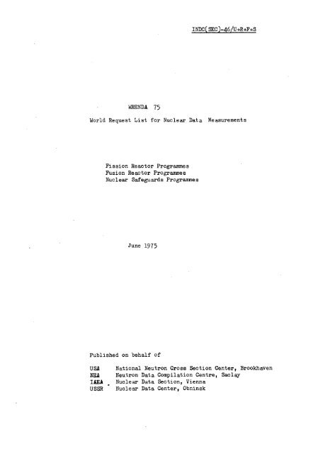 INDC(SEC)-46/U+R+F+SIN DC INTERNATIONAL NUCLEAR DATA ...