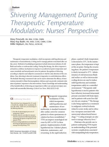 Shivering Management During Therapeutic Temperature Modulation