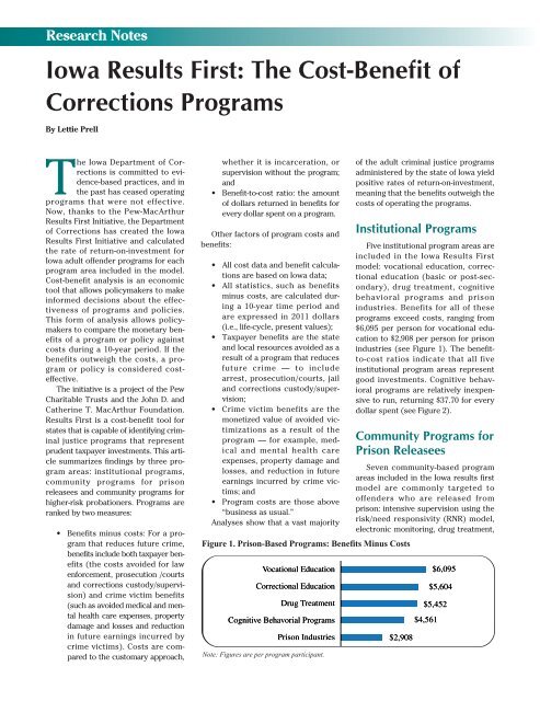 Iowa Results First: The Cost-Benefit of Corrections Programs