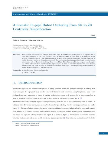 Automatic In-pipe Robot Centering from 3D to 2D Controller ... - ACIN