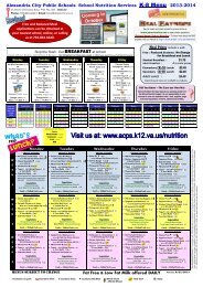 ACPS Elementary and Middle Schools Menu - Alexandria City ...