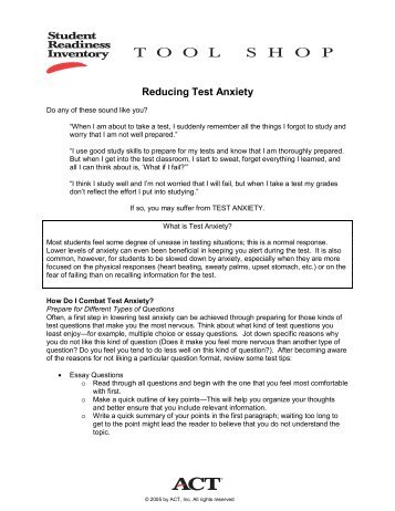 Reducing Test Anxiety - ACT
