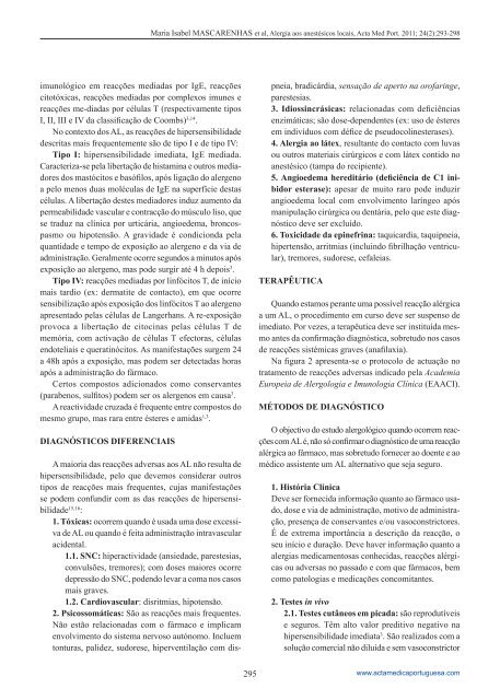 ALERGIA AOS ANESTÉSICOS LOCAIS - Acta Médica Portuguesa