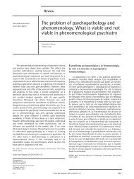 The problem of psychopathology and phenomenology. What is ...