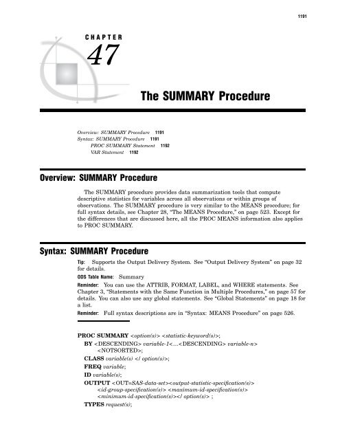 Base SAS 9.1.3 Procedures Guide - Acsu Buffalo