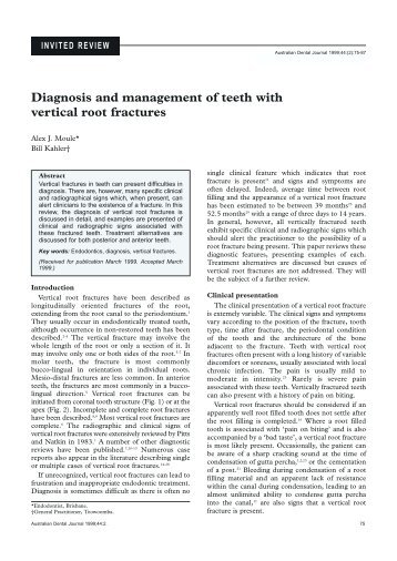 Diagnosis and management of teeth with vertical root fractures