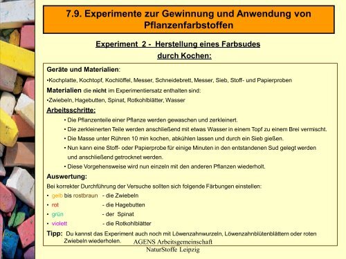 7.9. Experimente zur Gewinnung und Anwendung von ...