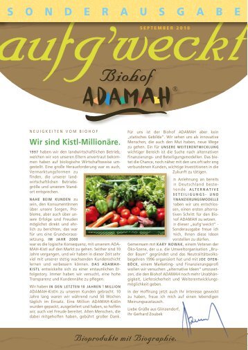 Aufg'weckt Sonderausgabe September 2010 - Biohof ADAMAH