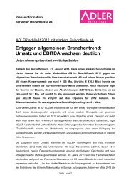 Entgegen allgemeinem Branchentrend: Umsatz und EBITDA ... - Adler