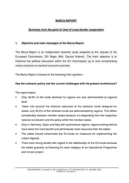 Summary Barca-Report E 27-08-09 - Association of European ...