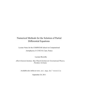 Numerical Methods for the Solution of Partial Differential Equations