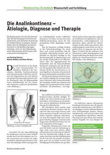 Die Analinkontinenz – Ätiologie, Diagnose und Therapie