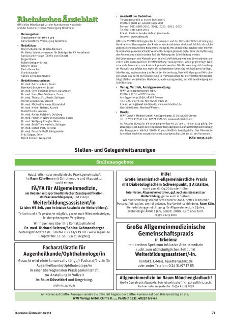 Rheinisches Ärzteblatt 12/2013 - Ärztekammer Nordrhein