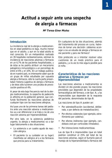 1. Actitud a seguir ante una sospecha de alergia a fármacos