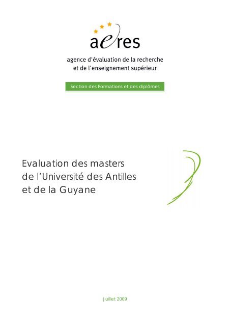 Evaluation des masters de l'Université des Antilles et de la ... - aeres