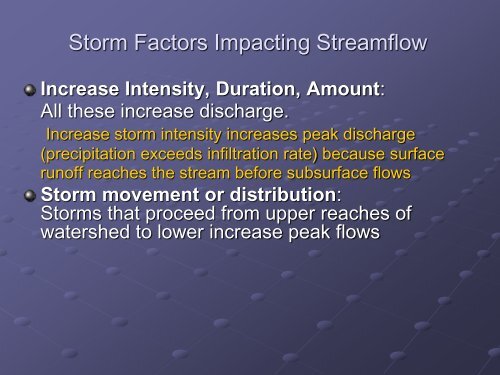 Storm flows and Stream Morphology