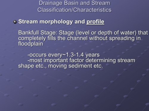 Storm flows and Stream Morphology