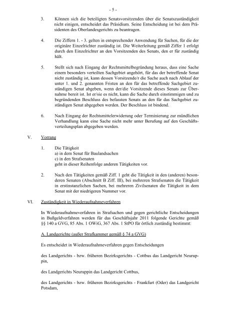 Geschäftsverteilungsplan 2011 - Amtsgericht Zossen