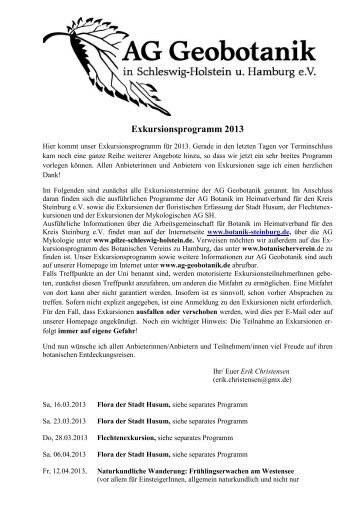 Programm zum Ausdrucken - AG Geobotanik in Schleswig-Holstein ...
