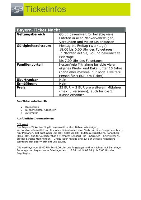 Bayern-Ticket Nacht - Agilis
