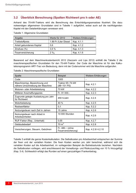 Berechnung und Grunddaten der Maschinenkosten - Agroscope