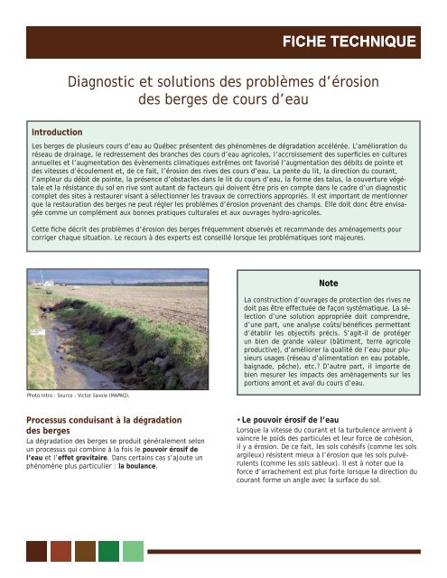 FICHE TECHNIQUE Diagnostic et solutions des ... - Agri-Réseau
